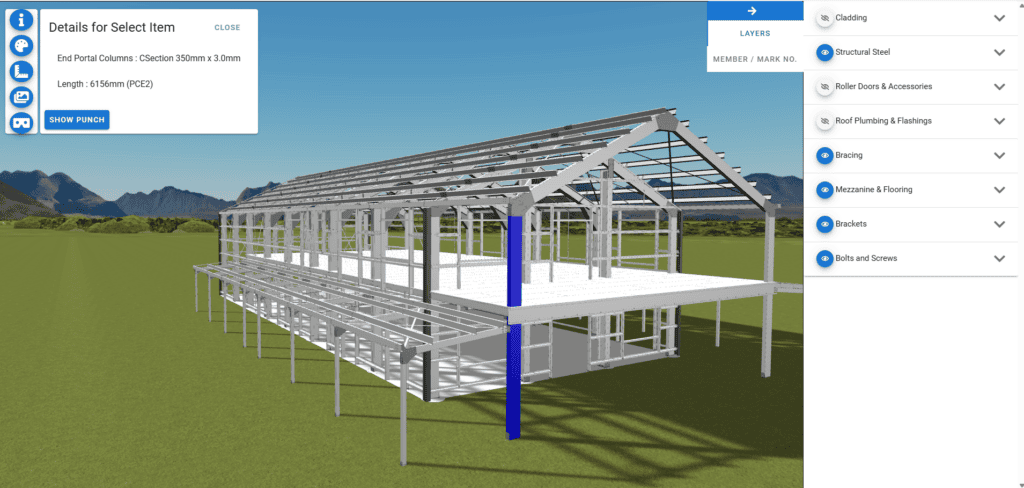 Steel portal frame structural view